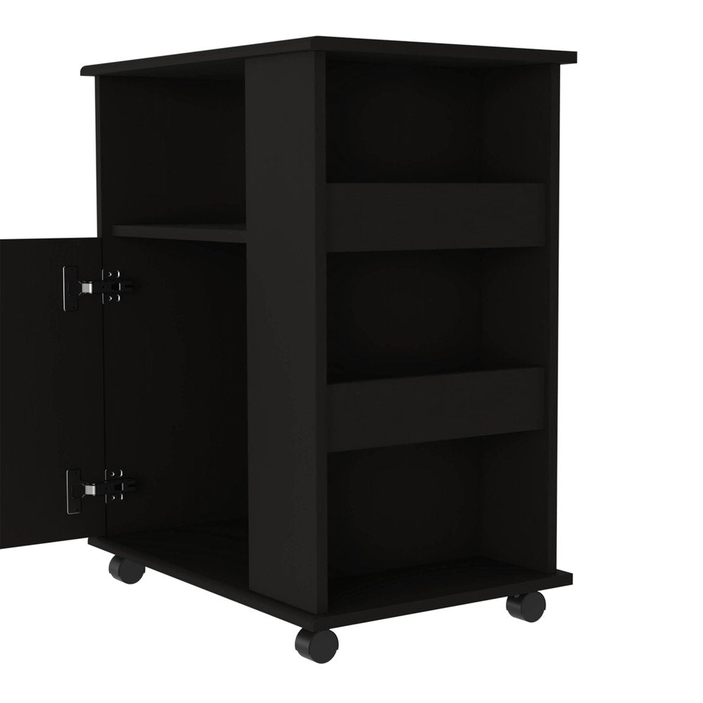 24" Black Wood Accent Cabinet With Single Door