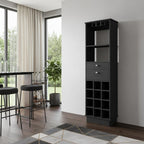 18" Black Wood Bar Cabinet With Two Drawers