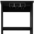 18" Black Wood Bar Cabinet With Two Drawers