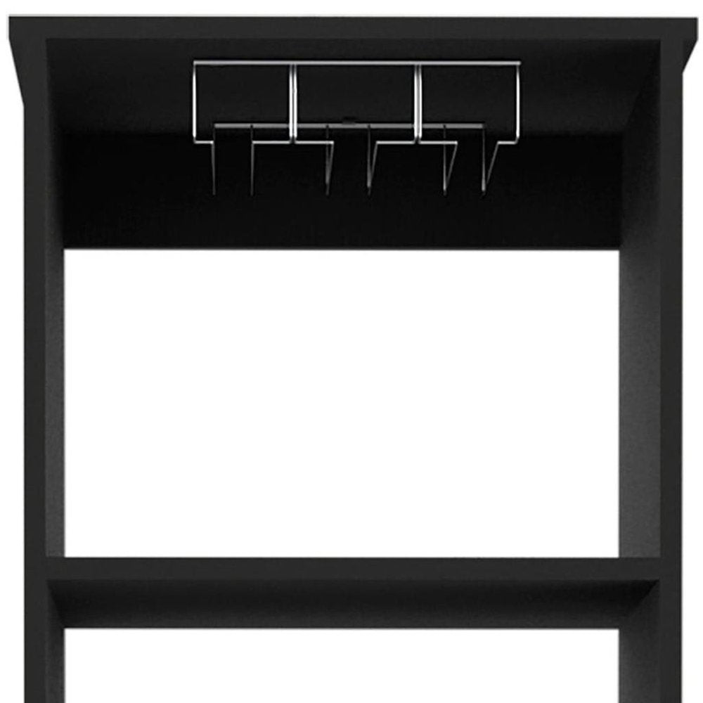18" Black Wood Bar Cabinet With Two Drawers