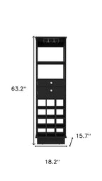 18" Black Wood Bar Cabinet With Two Drawers