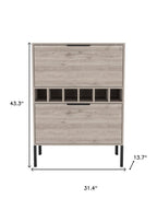 31" Light Gray and Black Wood and Steel Bar Cabinet With Two Doors