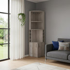 18" Light Gray Wood Corner Bar Cabinet With Two Doors