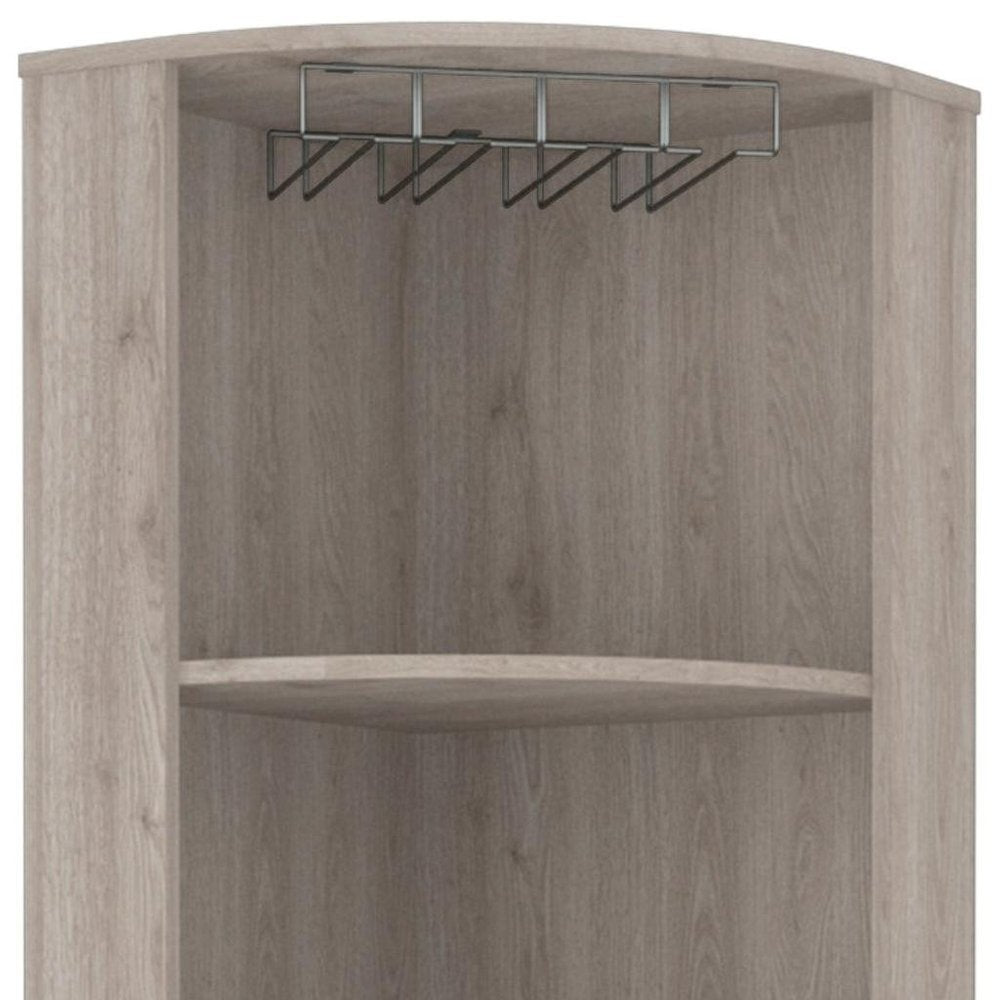 18" Light Gray Wood Corner Bar Cabinet With Two Doors