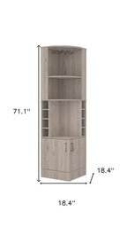 18" Light Gray Wood Corner Bar Cabinet With Two Doors