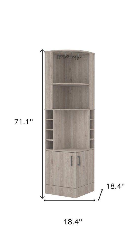 18" Light Gray Wood Corner Bar Cabinet With Two Doors