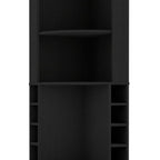 18" Black Wood Corner Bar Cabinet With Two Doors