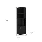 18" Black Wood Corner Bar Cabinet With Two Doors