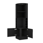 18" Black Wood Corner Bar Cabinet With Two Doors
