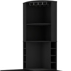 18" Black Wood Corner Bar Cabinet With Two Doors