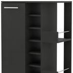 Black Rolling Bar Cart With Wine Storage