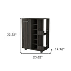 Espresso Rolling Bar Cart With Wine Storage