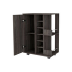Espresso Rolling Bar Cart With Wine Storage