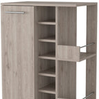 Light Gray Rolling Bar Cart With Wine Storage