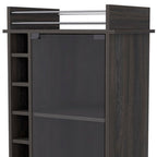 Espresso Rolling Bar Cart With Wine Storage