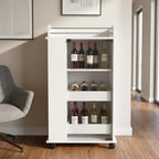 White Rolling Bar Cart With Wine Storage