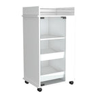 White Rolling Bar Cart With Wine Storage
