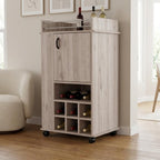 Light Gray Rolling Bar Cart With Wine Storage
