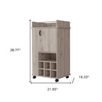 Light Gray Rolling Bar Cart With Wine Storage