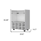 White Rolling Bar Cart With Wine Storage