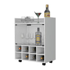 White Rolling Bar Cart With Wine Storage
