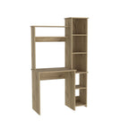 39" Charcoal Wood Pedestal Computer Desk With Hutch