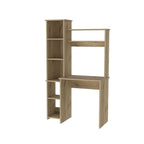 39" Charcoal Wood Pedestal Computer Desk With Hutch