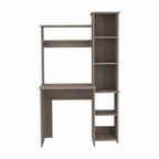 39" Charcoal Wood Pedestal Computer Desk With Hutch