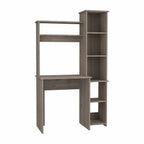 39" Charcoal Wood Pedestal Computer Desk With Hutch
