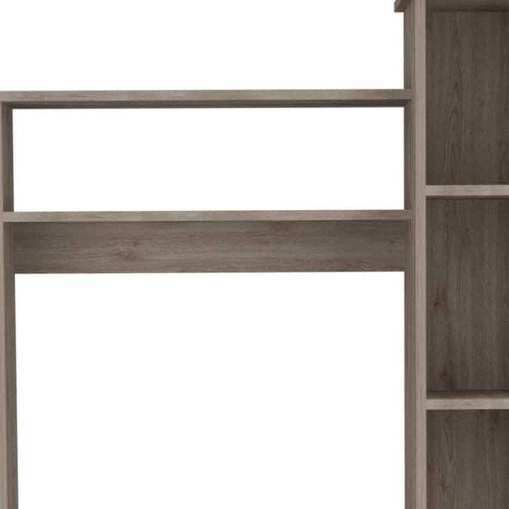 39" Charcoal Wood Pedestal Computer Desk With Hutch