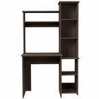 39" Oak Wood Computer Desk With Hutch and Bookshelf Set