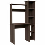 39" Charcoal Wood Pedestal Computer Desk With Hutch