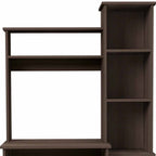 39" Charcoal Wood Pedestal Computer Desk With Hutch