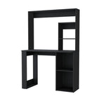 39" Black Wood Pedestal Computer Desk With Hutch
