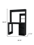 39" Black Wood Pedestal Computer Desk With Hutch