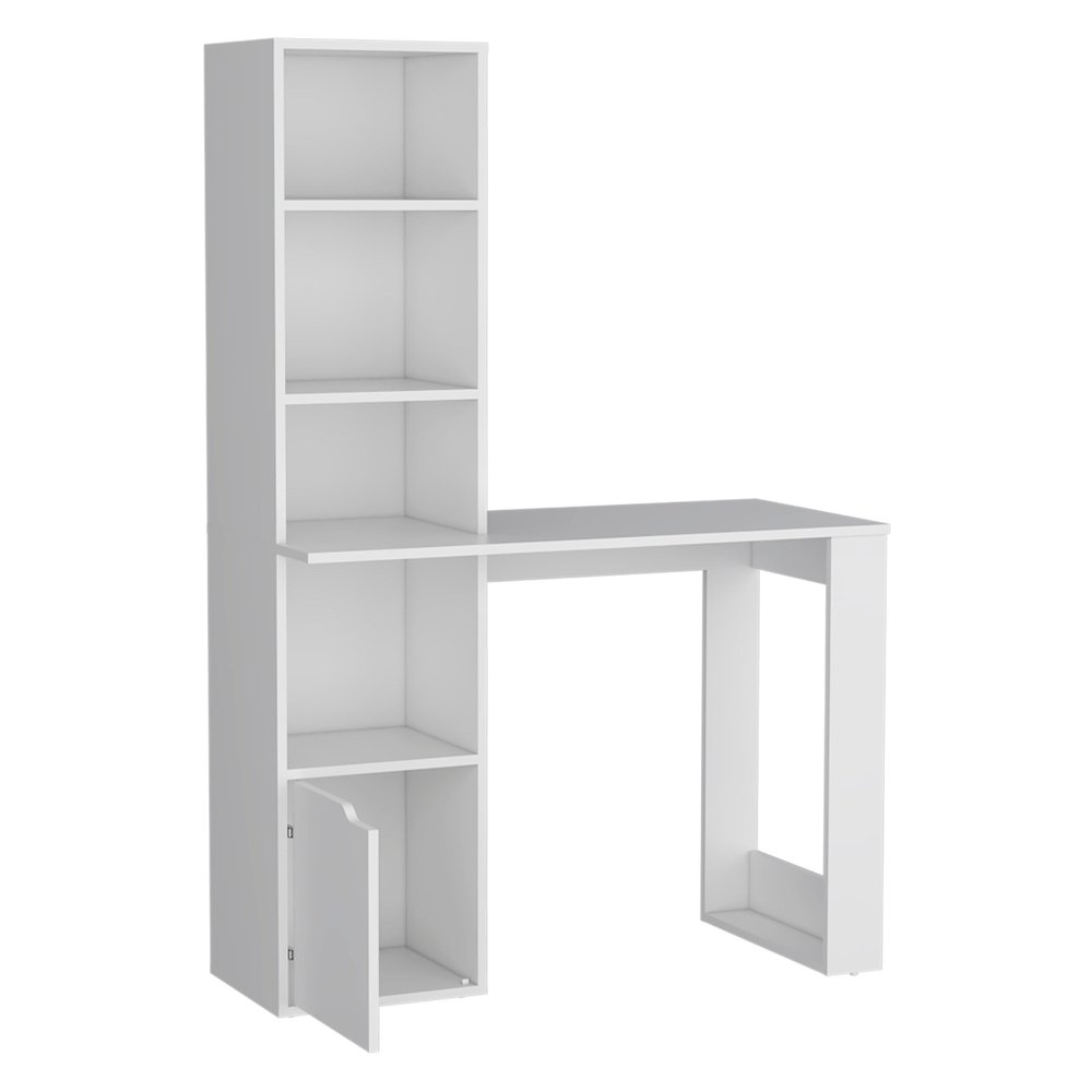 39" White Wood Pedestal Computer Desk