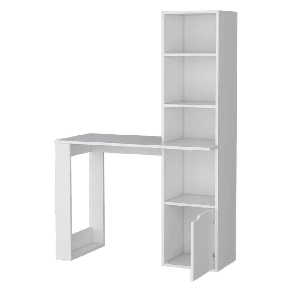 39" White Wood Pedestal Computer Desk