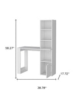 39" White Wood Pedestal Computer Desk