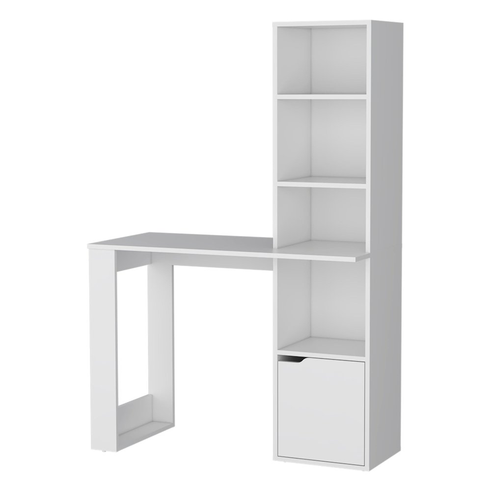 39" White Wood Pedestal Computer Desk