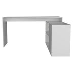 60" Light Gray Wood L Shape Pedestal Computer Desk