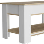 40" Oak and White Storage Bench with Flip Top