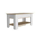 40" Oak and White Storage Bench with Flip Top