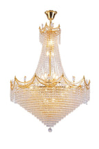 Clear And Gold Empire Multi Light and Metal Crystal Glass Dimmable Chandelier