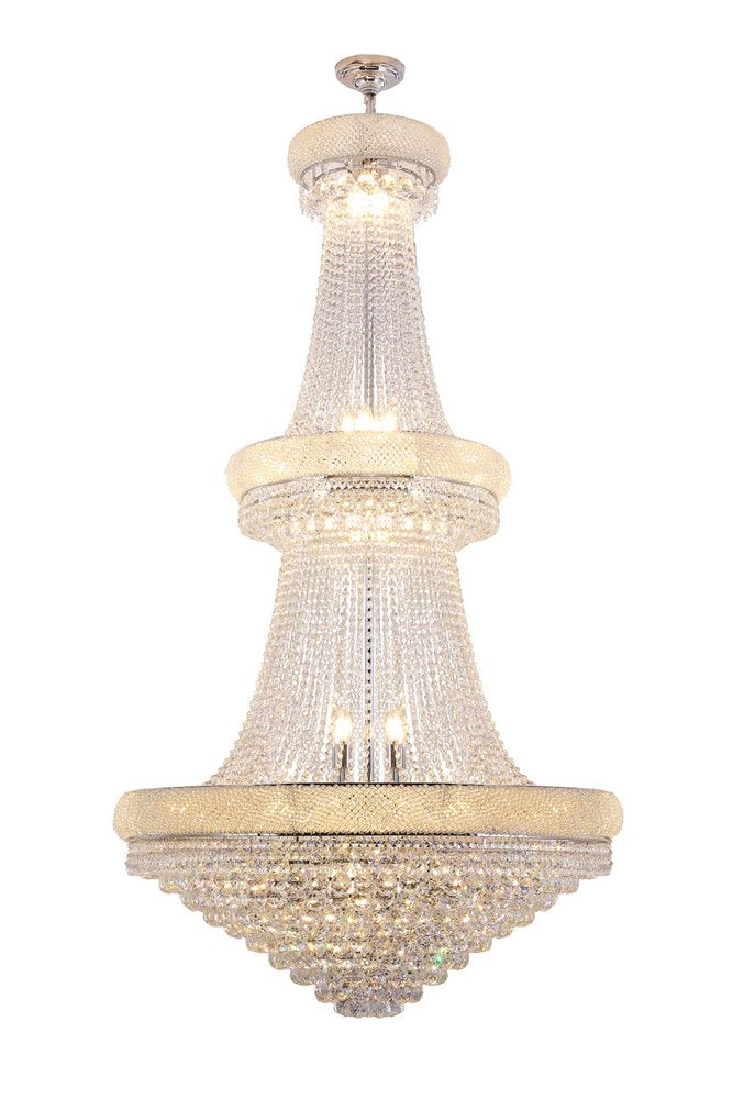 Clear And Silver Empire Multi Light and Metal Crystal Glass Dimmable Chandelier