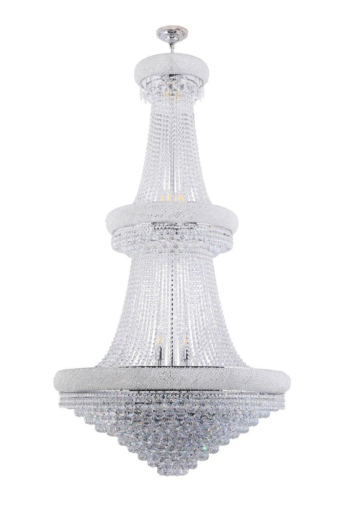 Clear And Silver Empire Multi Light and Metal Crystal Glass Dimmable Chandelier