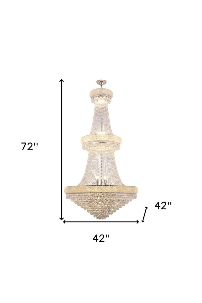 Clear And Silver Empire Multi Light and Metal Crystal Glass Dimmable Chandelier