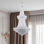 Clear And Silver Empire Multi Light and Metal Crystal Glass Dimmable Chandelier