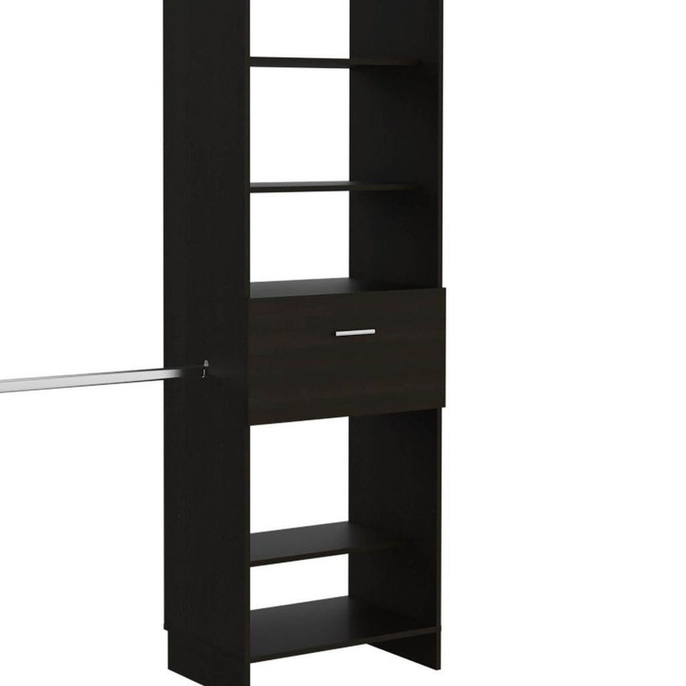 98" Black Multi-Tier Wood Single Drawer Closet System