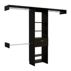 98" Black Multi-Tier Wood Single Drawer Closet System