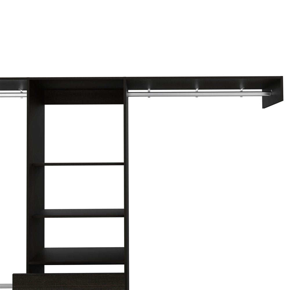 98" Black Multi-Tier Wood Single Drawer Closet System
